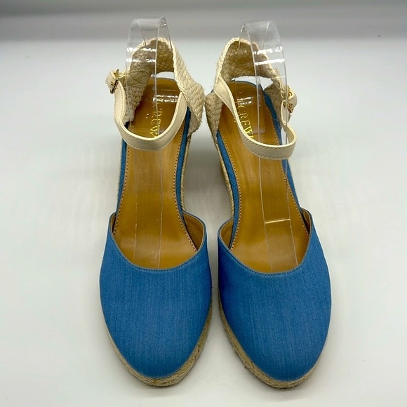 J.Crew - Blue Espadrille Adjustable Ankle Strap Round Toe Comfortable Wedges 10 - Picture 2 of 13